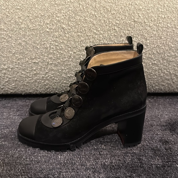 Christian Louboutin Black Suede And Leather Alphabouton Ankle Boots - Picture 5 of 5